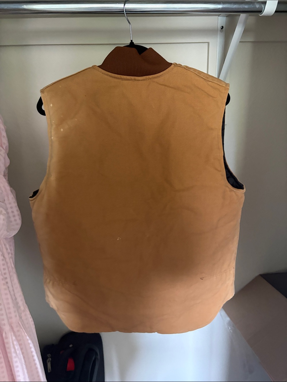 Carhartt Brown Duck Canvas Work Vest with Rib Collar - Picture 2 of 2